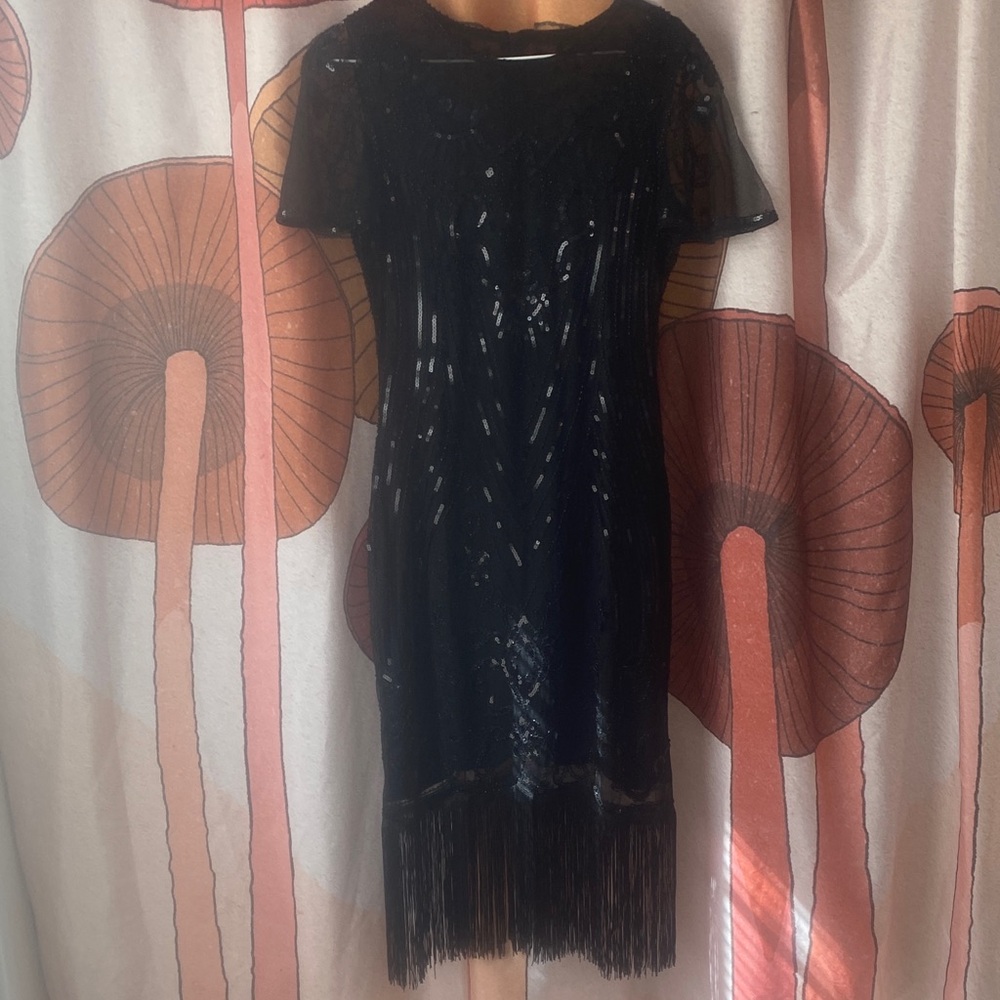 YESSA 1920s Flapper Fringe Short-Sleeve Sequin Dress - Picture 3 of 14